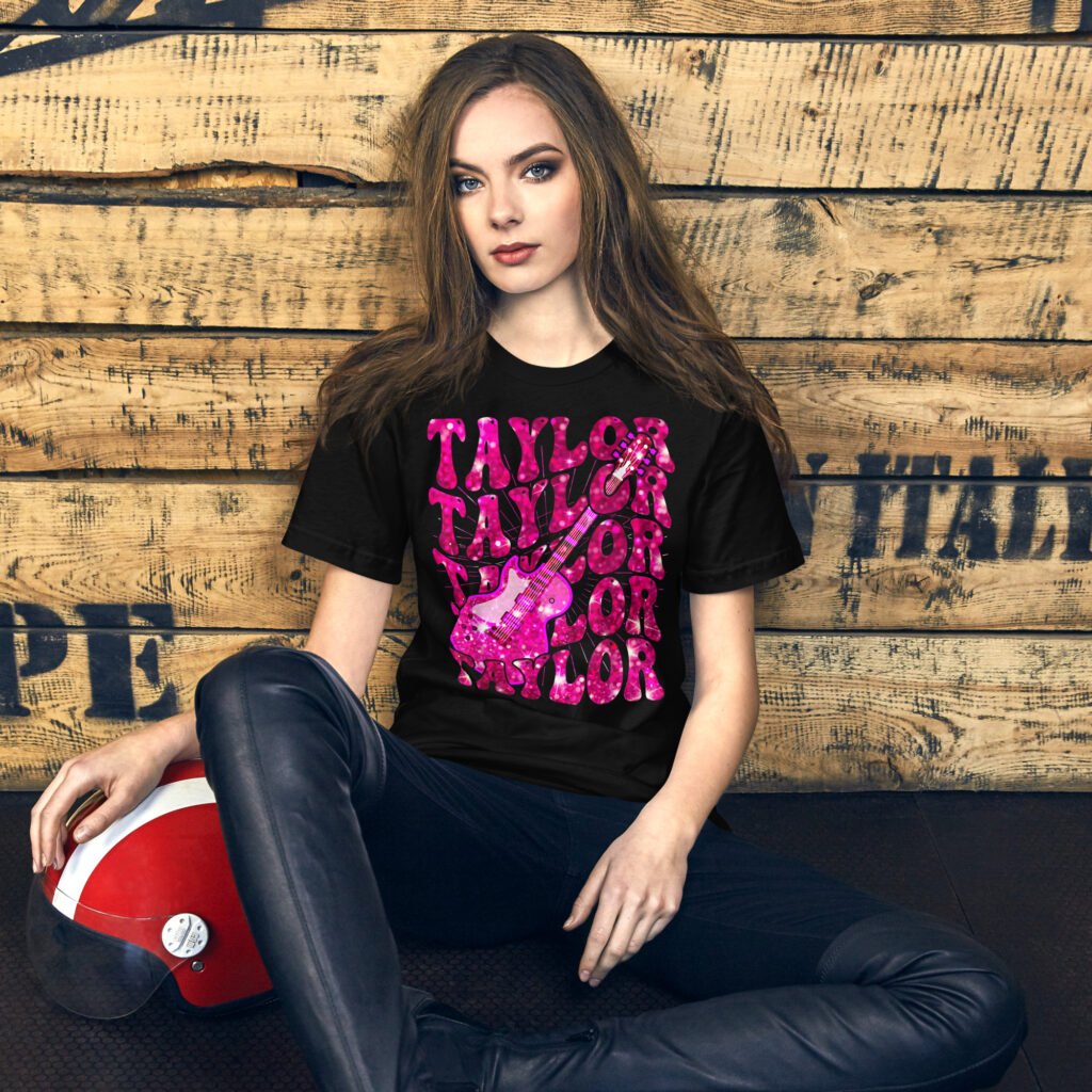 Pink Guitar Taylor Graphic T-Shirt – Music Lover Concert Tee