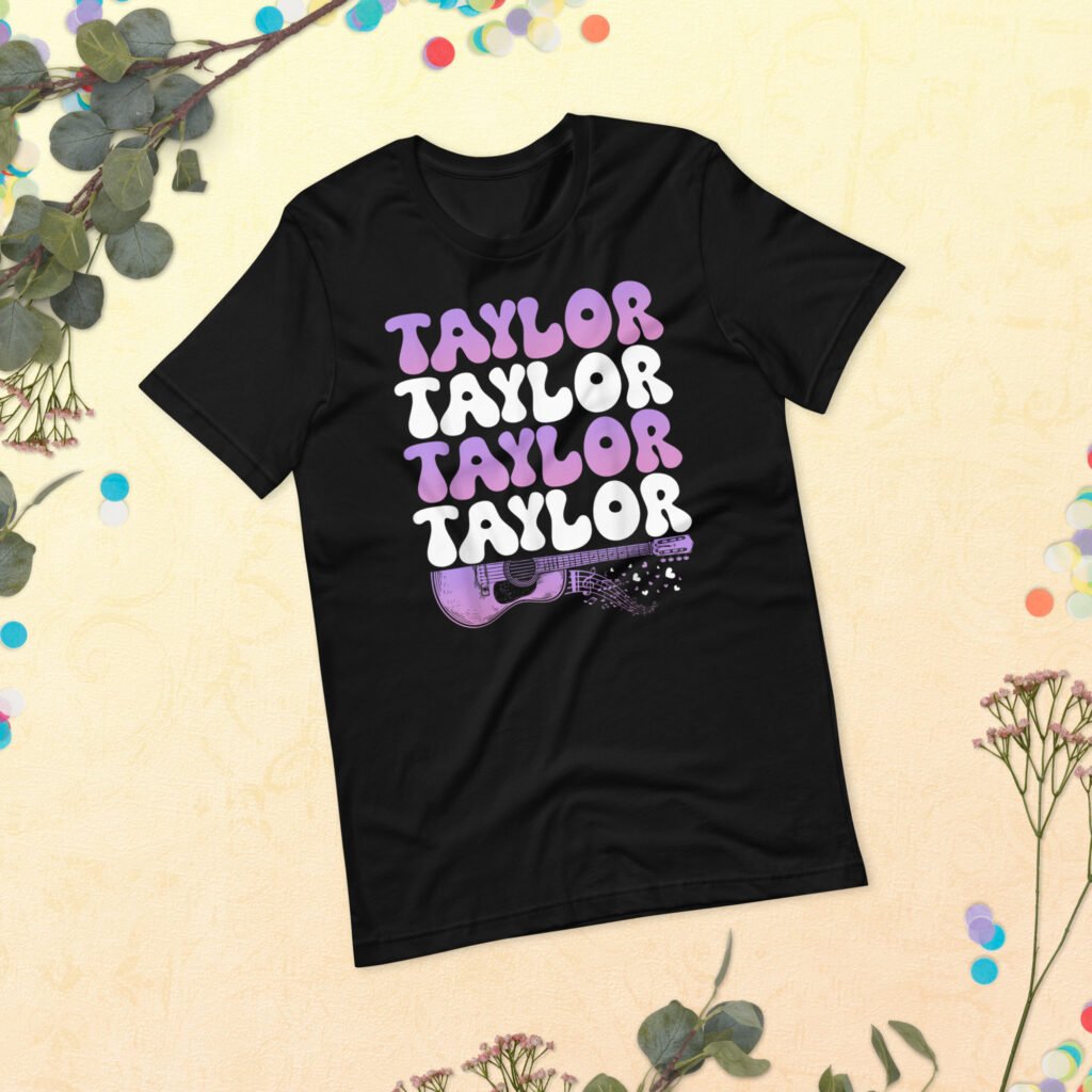 Taylor Shirt, Retro Wavy Taylor T-Shirt, Purple Lavender Guitar Graphic Tee, Music Lover Concert Outfit, Aesthetic Vintage Music Gift For Her